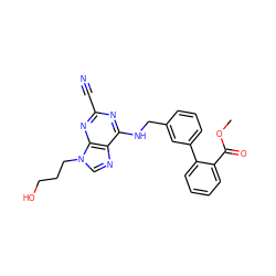 COC(=O)c1ccccc1-c1cccc(CNc2nc(C#N)nc3c2ncn3CCCO)c1 ZINC000045261453