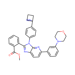 COC(=O)c1ccccc1-c1nc2ccc(-c3cccc(N4CCOCC4)c3)nc2n1-c1ccc(C2(N)CCC2)cc1 ZINC000169705878
