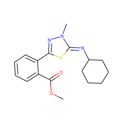 COC(=O)c1ccccc1-c1nn(C)/c(=N/C2CCCCC2)s1 ZINC000028382224