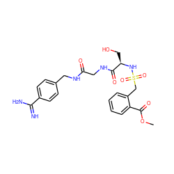 COC(=O)c1ccccc1CS(=O)(=O)N[C@H](CO)C(=O)NCC(=O)NCc1ccc(C(=N)N)cc1 ZINC000096168427