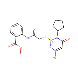COC(=O)c1ccccc1NC(=O)CSc1nc(O)cc(=O)n1C1CCCC1 ZINC000008673097