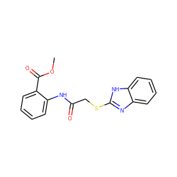 COC(=O)c1ccccc1NC(=O)CSc1nc2ccccc2[nH]1 ZINC000000528863