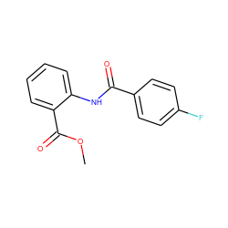 COC(=O)c1ccccc1NC(=O)c1ccc(F)cc1 ZINC000000189403