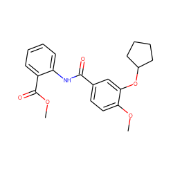 COC(=O)c1ccccc1NC(=O)c1ccc(OC)c(OC2CCCC2)c1 ZINC000013736961