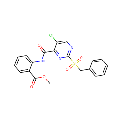 COC(=O)c1ccccc1NC(=O)c1nc(S(=O)(=O)Cc2ccccc2)ncc1Cl ZINC000008916934