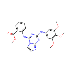 COC(=O)c1ccccc1Nc1nc(Nc2cc(OC)c(OC)c(OC)c2)nc2nccn12 ZINC000299863285