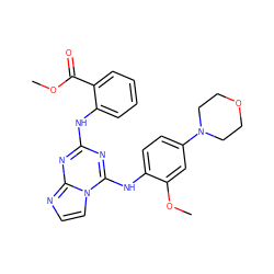 COC(=O)c1ccccc1Nc1nc(Nc2ccc(N3CCOCC3)cc2OC)n2ccnc2n1 ZINC000299866639