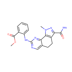 COC(=O)c1ccccc1Nc1ncc2c(n1)-c1c(c(C(N)=O)nn1C)CC2 ZINC000049113126