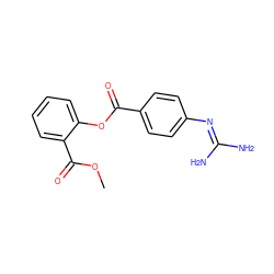 COC(=O)c1ccccc1OC(=O)c1ccc(N=C(N)N)cc1 ZINC000005701033