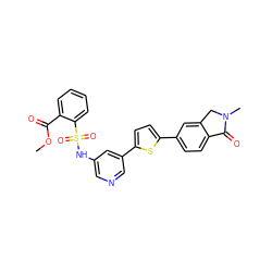 COC(=O)c1ccccc1S(=O)(=O)Nc1cncc(-c2ccc(-c3ccc4c(c3)CN(C)C4=O)s2)c1 ZINC000145679530