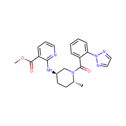 COC(=O)c1cccnc1N[C@@H]1CC[C@@H](C)N(C(=O)c2ccccc2-n2nccn2)C1 ZINC001772616154