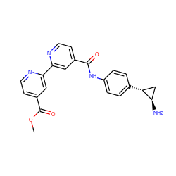 COC(=O)c1ccnc(-c2cc(C(=O)Nc3ccc([C@@H]4C[C@H]4N)cc3)ccn2)c1 ZINC000103252455