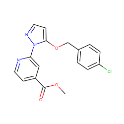 COC(=O)c1ccnc(-n2nccc2OCc2ccc(Cl)cc2)c1 ZINC000146752571