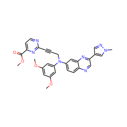 COC(=O)c1ccnc(C#CCN(c2cc(OC)cc(OC)c2)c2ccc3ncc(-c4cnn(C)c4)nc3c2)n1 ZINC000204162189