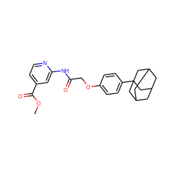 COC(=O)c1ccnc(NC(=O)COc2ccc(C34CC5CC(CC(C5)C3)C4)cc2)c1 ZINC000028954691