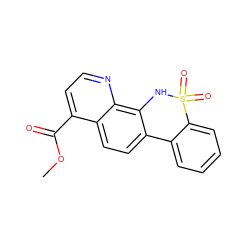 COC(=O)c1ccnc2c3c(ccc12)-c1ccccc1S(=O)(=O)N3 ZINC000141820222