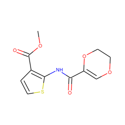 COC(=O)c1ccsc1NC(=O)C1=COCCO1 ZINC000004275692