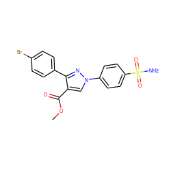 COC(=O)c1cn(-c2ccc(S(N)(=O)=O)cc2)nc1-c1ccc(Br)cc1 ZINC000103248255