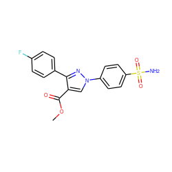 COC(=O)c1cn(-c2ccc(S(N)(=O)=O)cc2)nc1-c1ccc(F)cc1 ZINC000103248257