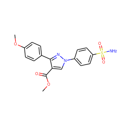 COC(=O)c1cn(-c2ccc(S(N)(=O)=O)cc2)nc1-c1ccc(OC)cc1 ZINC000103248252