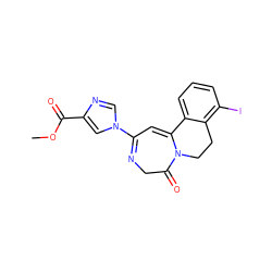 COC(=O)c1cn(C2=NCC(=O)N3CCc4c(I)cccc4C3=C2)cn1 ZINC000149212531