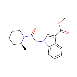 COC(=O)c1cn(CC(=O)N2CCCC[C@@H]2C)c2ccccc12 ZINC000000382384