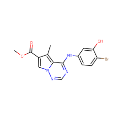COC(=O)c1cn2ncnc(Nc3ccc(Br)c(O)c3)c2c1C ZINC000028130625