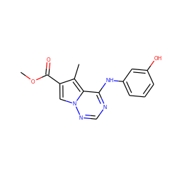 COC(=O)c1cn2ncnc(Nc3cccc(O)c3)c2c1C ZINC000028135734