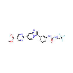 COC(=O)c1cnc(-c2ccn3c(-c4cccc(NC(=O)NCC(F)(F)F)c4)cnc3c2)nc1 ZINC000169704732