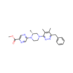 COC(=O)c1cnc(N2CCN(c3nnc(Cc4ccccc4)c(C)c3C)C[C@H]2C)cn1 ZINC000115323749