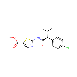 COC(=O)c1cnc(NC(=O)[C@H](c2ccc(Cl)cc2)C(C)C)s1 ZINC000032493996