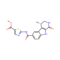 COC(=O)c1cnc(NC(=O)c2ccc3[nH]c4c(c3c2)[C@H](C)CNC4=O)s1 ZINC000028902268