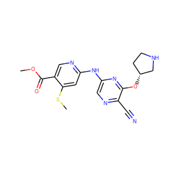 COC(=O)c1cnc(Nc2cnc(C#N)c(O[C@@H]3CCNC3)n2)cc1SC ZINC000095561280