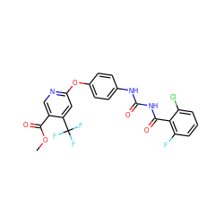 COC(=O)c1cnc(Oc2ccc(NC(=O)NC(=O)c3c(F)cccc3Cl)cc2)cc1C(F)(F)F ZINC000001043014