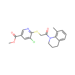 COC(=O)c1cnc(SCC(=O)N2CCCc3cccc(C)c32)c(Cl)c1 ZINC000166704841