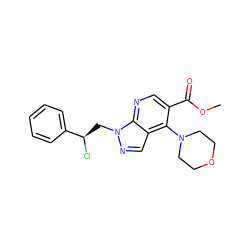 COC(=O)c1cnc2c(cnn2C[C@@H](Cl)c2ccccc2)c1N1CCOCC1 ZINC000013675420