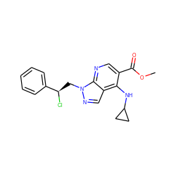 COC(=O)c1cnc2c(cnn2C[C@@H](Cl)c2ccccc2)c1NC1CC1 ZINC000013675409