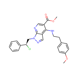 COC(=O)c1cnc2c(cnn2C[C@@H](Cl)c2ccccc2)c1NCCc1ccc(OC)cc1 ZINC000013675437