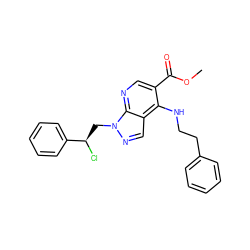 COC(=O)c1cnc2c(cnn2C[C@@H](Cl)c2ccccc2)c1NCCc1ccccc1 ZINC000013675429