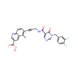 COC(=O)c1cnc2ccc(C#CCNC(=O)c3cncn(Cc4ccc(F)c(F)c4)c3=O)c(C)c2c1 ZINC000096176188