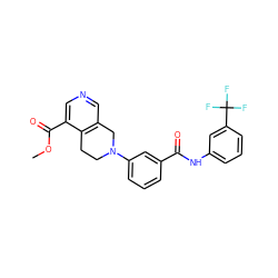 COC(=O)c1cncc2c1CCN(c1cccc(C(=O)Nc3cccc(C(F)(F)F)c3)c1)C2 ZINC000169710123