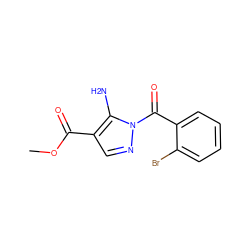 COC(=O)c1cnn(C(=O)c2ccccc2Br)c1N ZINC000000215924