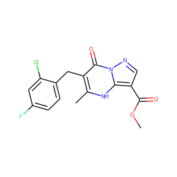 COC(=O)c1cnn2c(=O)c(Cc3ccc(F)cc3Cl)c(C)[nH]c12 ZINC000008772817