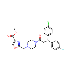 COC(=O)c1coc(CN2CCN(C(=O)C[C@@H](c3ccc(F)cc3)c3ccc(Cl)cc3)CC2)n1 ZINC000066262424