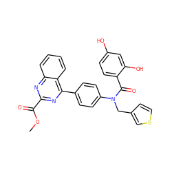 COC(=O)c1nc(-c2ccc(N(Cc3ccsc3)C(=O)c3ccc(O)cc3O)cc2)c2ccccc2n1 ZINC000653778075