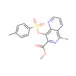 COC(=O)c1nc(Br)c2cccnc2c1OS(=O)(=O)c1ccc(C)cc1 ZINC000096168503