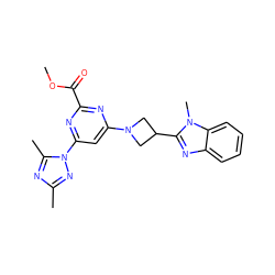 COC(=O)c1nc(N2CC(c3nc4ccccc4n3C)C2)cc(-n2nc(C)nc2C)n1 ZINC000141610356