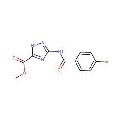COC(=O)c1nc(NC(=O)c2ccc(Br)cc2)n[nH]1 ZINC000006372146