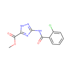 COC(=O)c1nc(NC(=O)c2ccccc2Cl)n[nH]1 ZINC000006372155