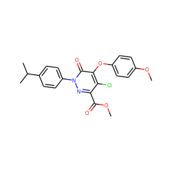 COC(=O)c1nn(-c2ccc(C(C)C)cc2)c(=O)c(Oc2ccc(OC)cc2)c1Cl ZINC000073403154